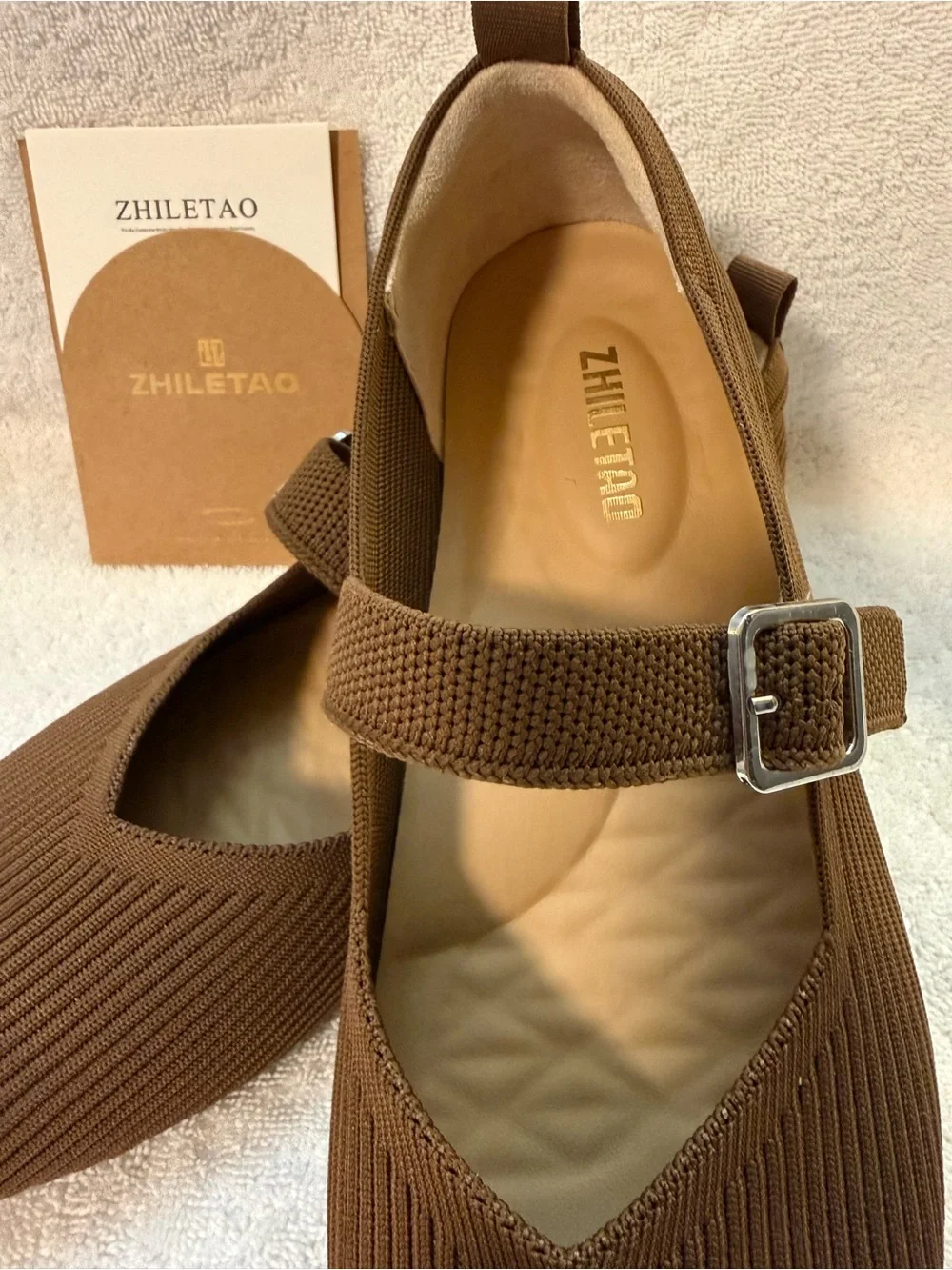 ZHILETAO Brown Ribbed Mary Jane Flats bundle shoes for deeper discount - Picture 3 of 12